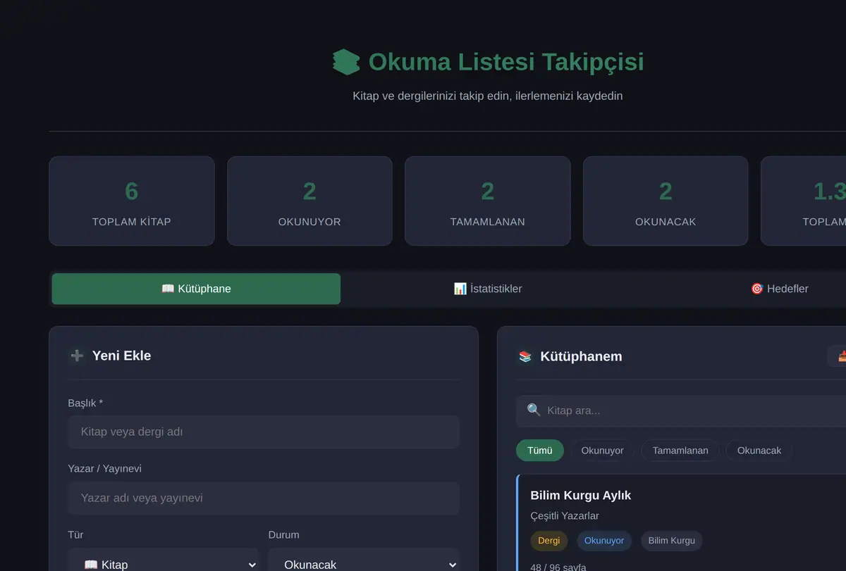 Okuma Listesi Takipçisi ekran görüntüsü