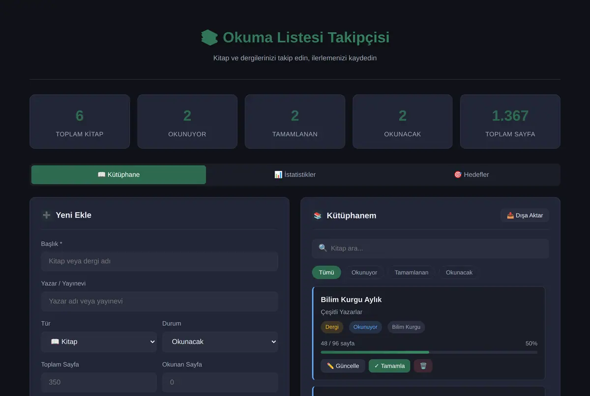 Okuma Listesi Takipçisi ekran görüntüsü 2