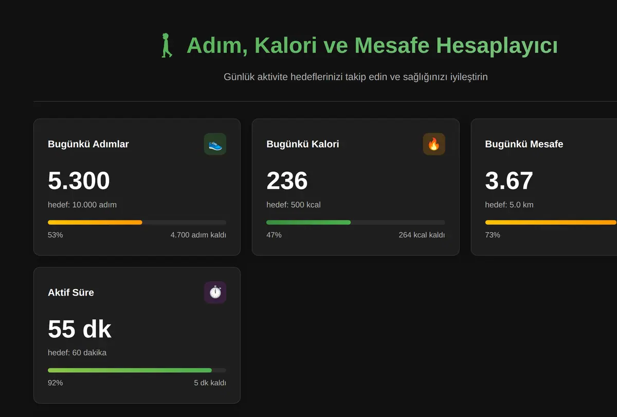 Adım, Kalori ve Mesafe Hesaplayıcı ekran görüntüsü