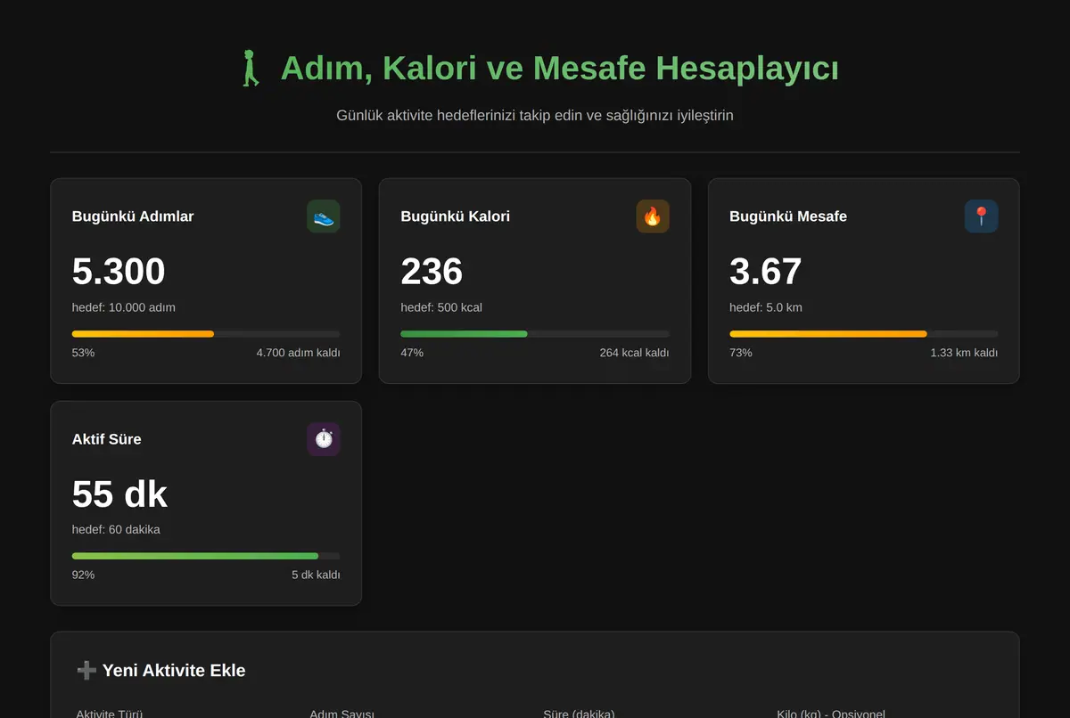 Adım, Kalori ve Mesafe Hesaplayıcı ekran görüntüsü 2