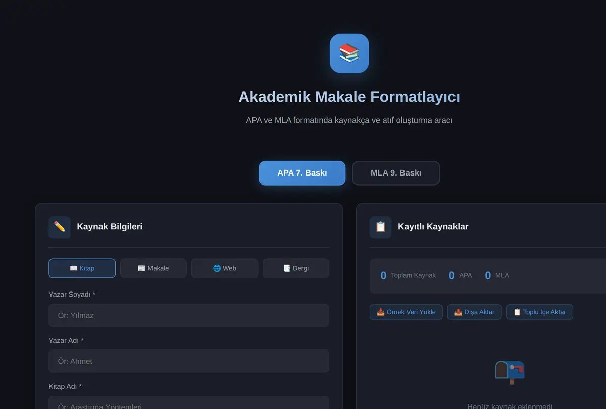 Akademik Makale Formatlayıcı - APA/MLA ekran görüntüsü