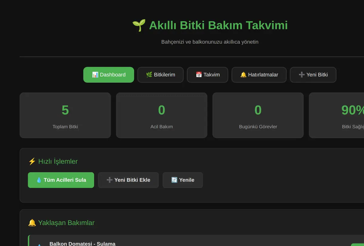 Akıllı Bitki Bakım Takvimi ve Sulama Hatırlatıcı ekran görüntüsü