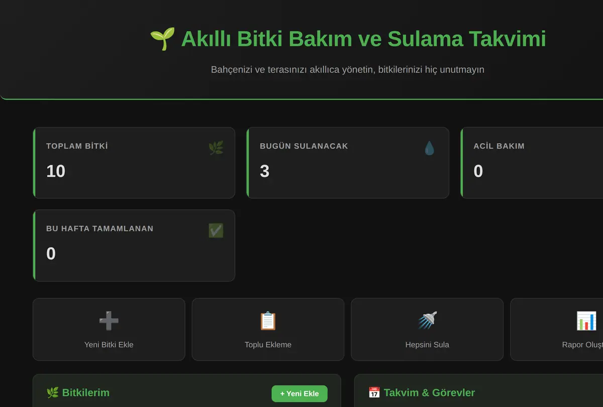 Akıllı Bitki Bakım ve Sulama Takvimi ekran görüntüsü