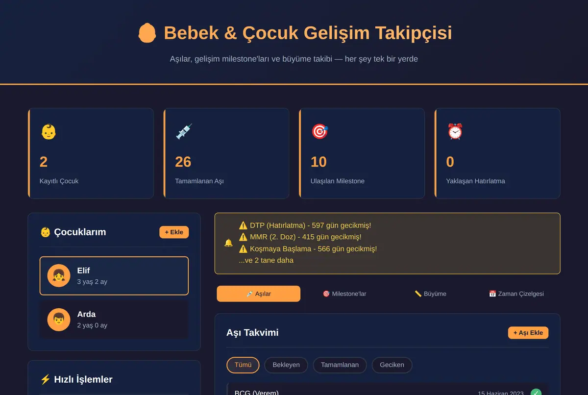Bebek & Çocuk Gelişim Takipçisi ekran görüntüsü 2