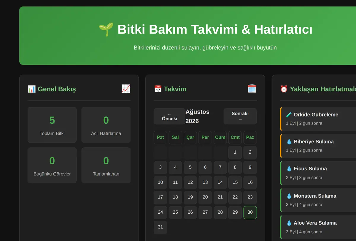 Bitki Bakım Takvimi & Hatırlatıcı ekran görüntüsü