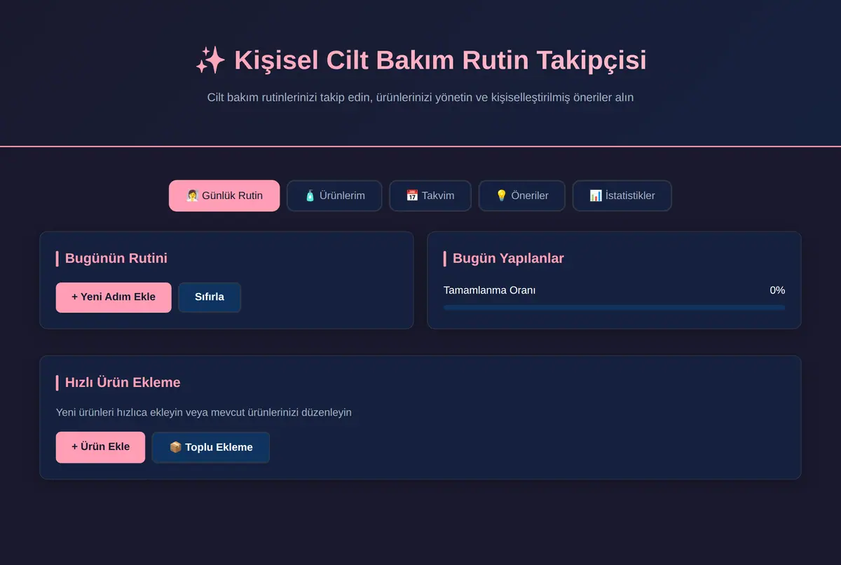 Kişisel Cilt Bakım Rutin Takipçisi ekran görüntüsü 2