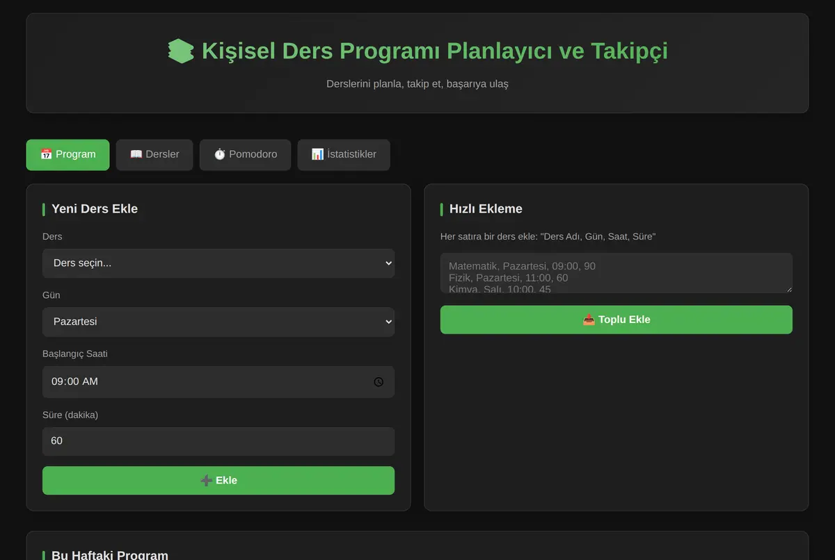 Kişisel Ders Programı Planlayıcı ve Takipçi ekran görüntüsü 2
