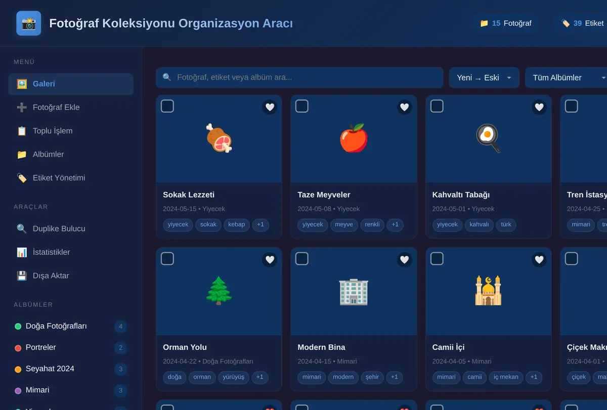 Fotoğraf Koleksiyonu Organizasyon Aracı ekran görüntüsü