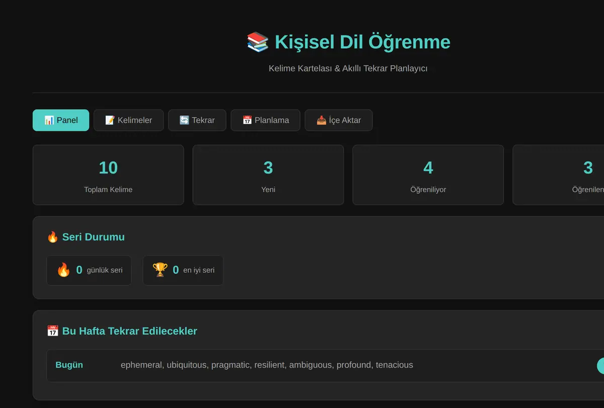 Kişisel Dil Öğrenme: Kelime Kartelası & Tekrar ekran görüntüsü