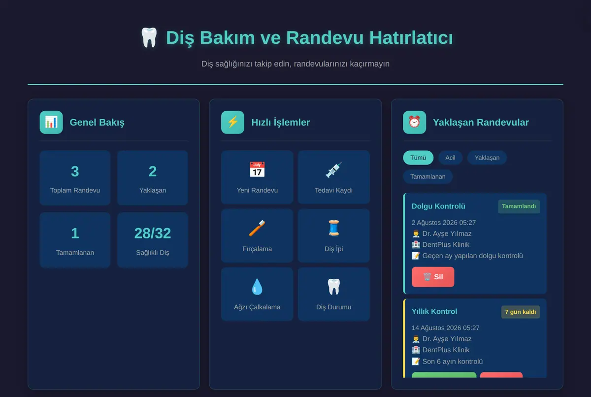Diş Bakım ve Randevu Hatırlatıcı ekran görüntüsü 2