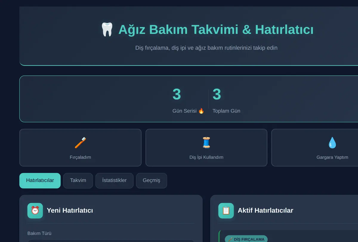 Ağız Bakım Takvimi & Hatırlatıcı ekran görüntüsü