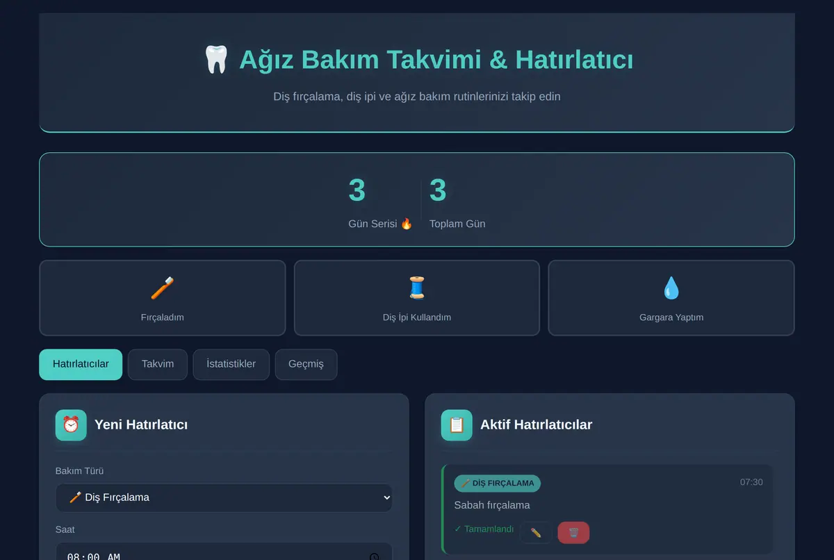 Ağız Bakım Takvimi & Hatırlatıcı ekran görüntüsü 2