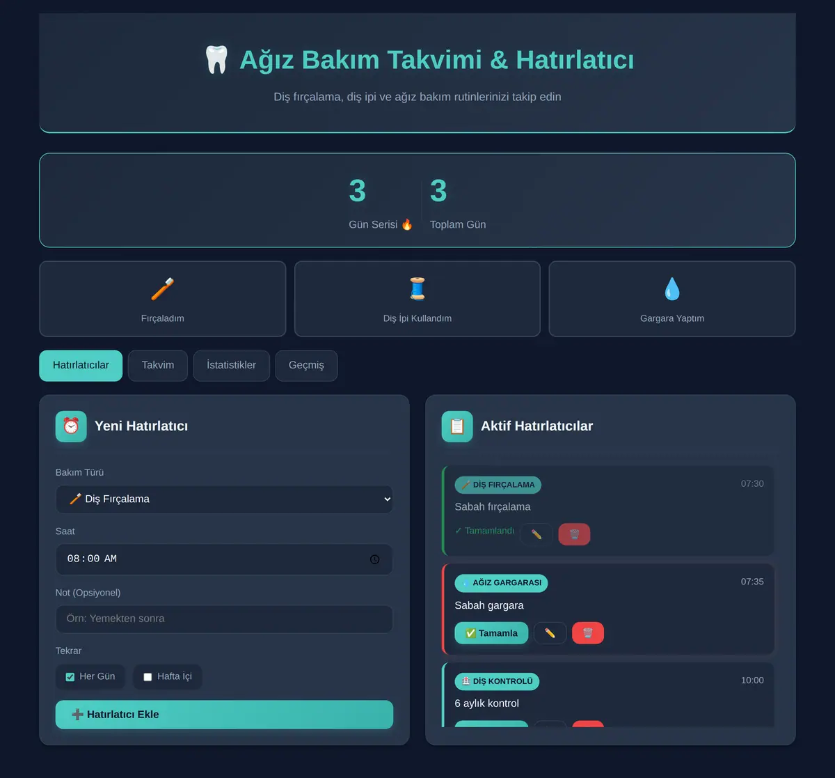 Ağız Bakım Takvimi & Hatırlatıcı ekran görüntüsü 3