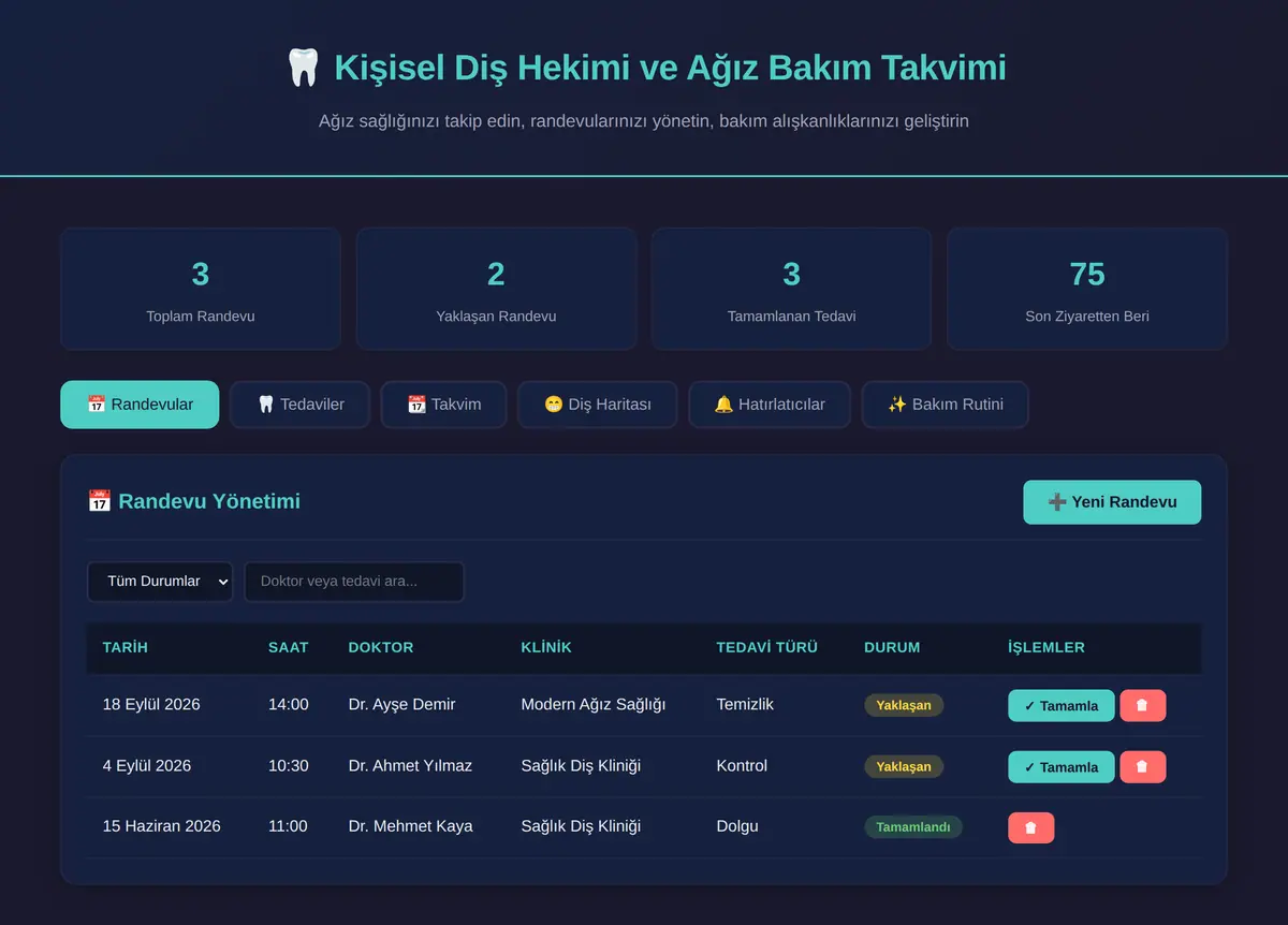 Kişisel Diş Hekimi ve Ağız Bakım Takvimi ekran görüntüsü 3