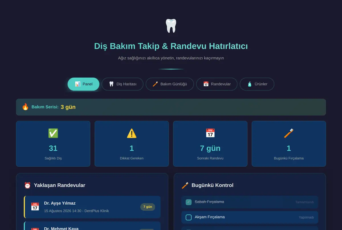 Diş Bakım Takip & Randevu Hatırlatıcı ekran görüntüsü 2