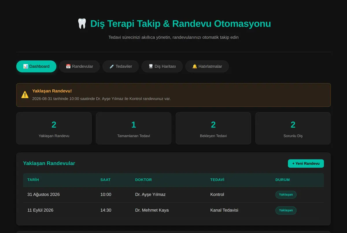 Diş Terapi Takip & Randevu Otomasyonu ekran görüntüsü 2
