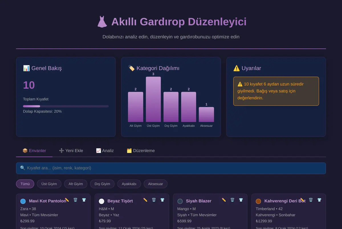 Akıllı Gardırop Düzenleyici ve Dolap Analiz Aracı ekran görüntüsü 2