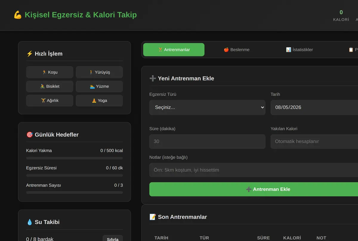 Kişisel Egzersiz & Kalori Takip Aracı ekran görüntüsü
