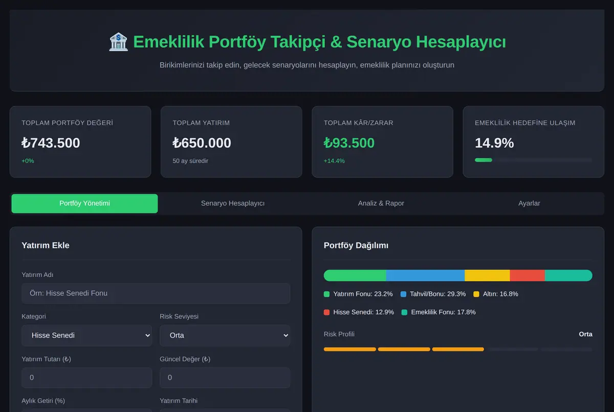 Emeklilik Portföy Takipçi & Senaryo Hesaplayıcı ekran görüntüsü 2