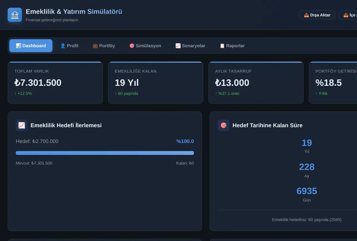 Kişisel Emeklilik & Yatırım Portföy Simülatörü ekran görüntüsü
