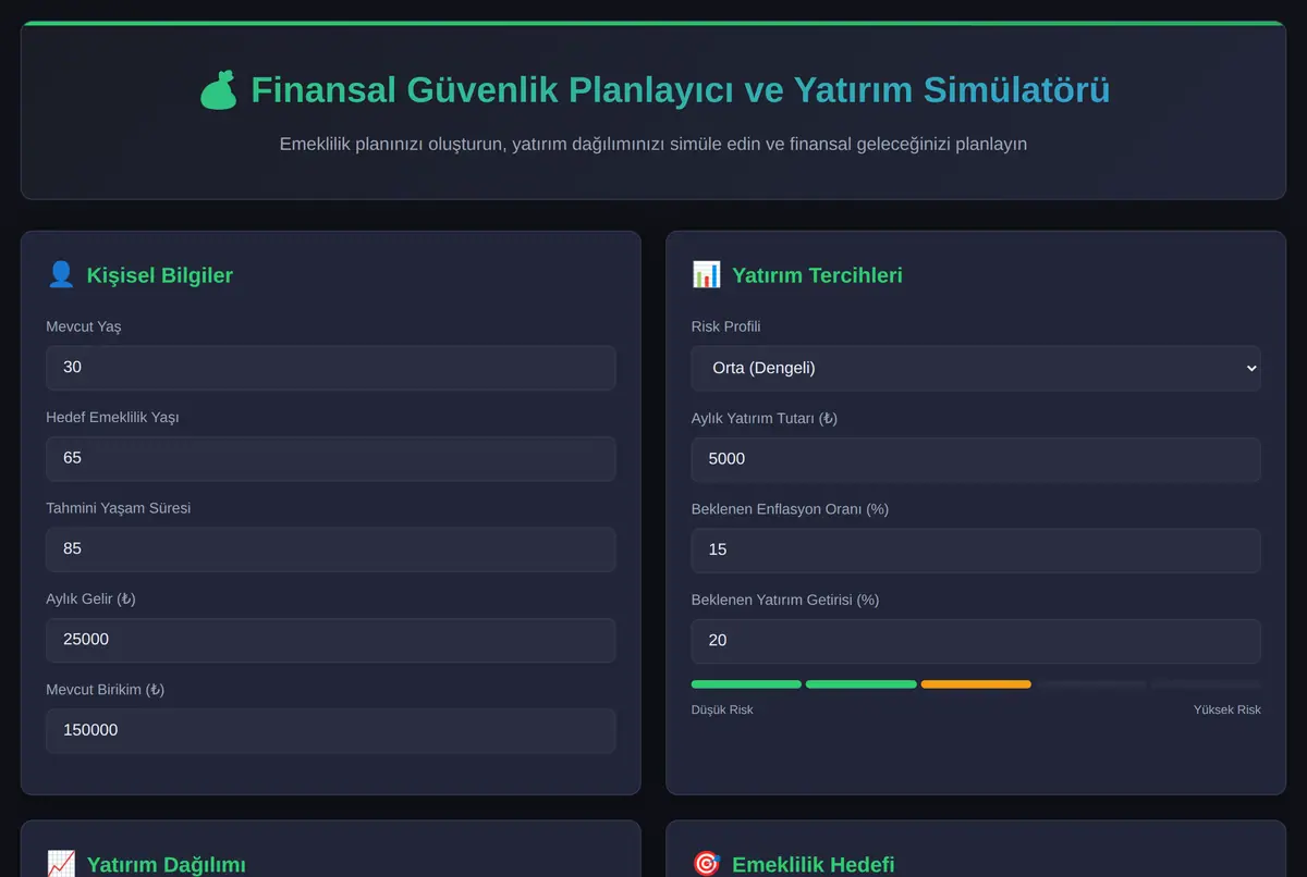 Finansal Güvenlik Planlayıcı ve Yatırım Simülatörü ekran görüntüsü 2