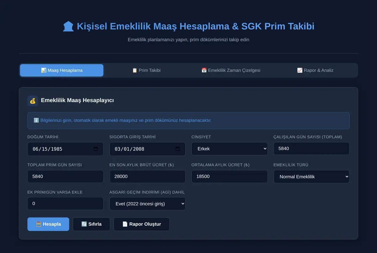 Kişisel Emeklilik Maaş Hesaplama & SGK Prim Takibi ekran görüntüsü 2