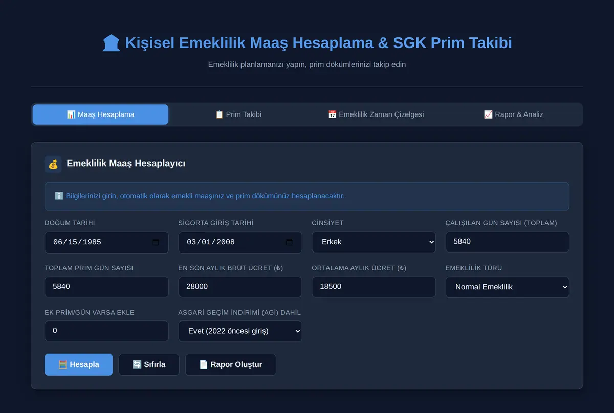 Kişisel Emeklilik Maaş Hesaplama & SGK Prim Takibi ekran görüntüsü 3