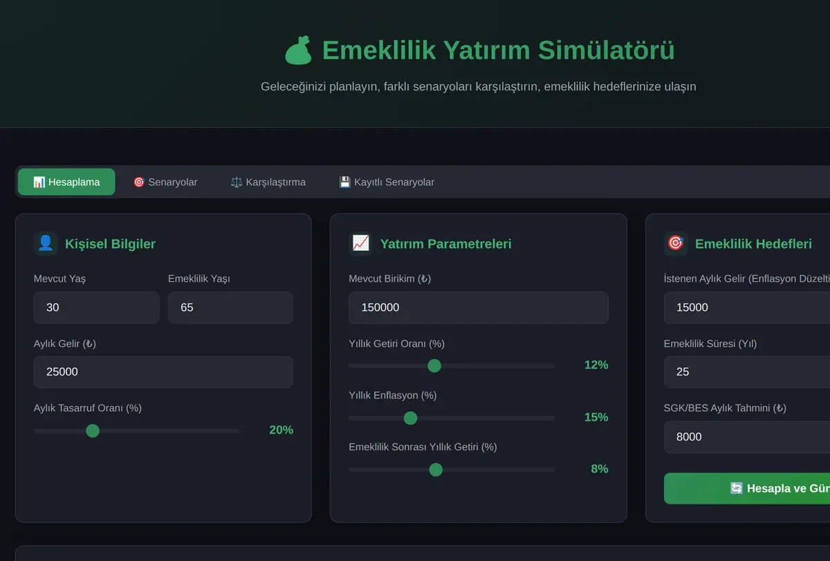 Emeklilik Yatırım Simülatörü ekran görüntüsü