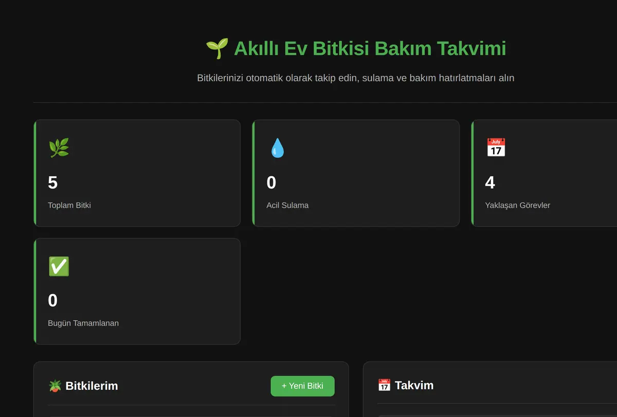 Akıllı Ev Bitkisi Bakım ve Sulama Takvimi ekran görüntüsü