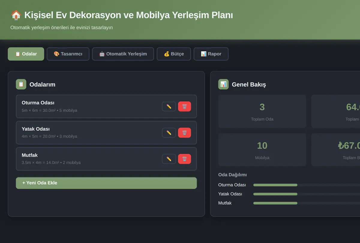 Kişisel Ev Dekorasyon ve Mobilya Yerleşim Planı ekran görüntüsü