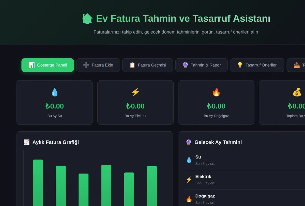 Ev Fatura Tahmin ve Tasarruf Asistanı ekran görüntüsü