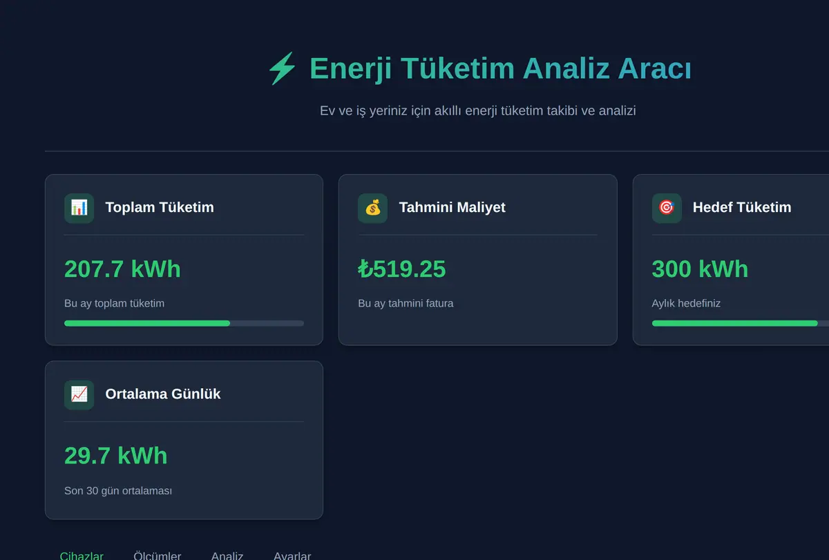 Enerji Tüketim Analiz Aracı ekran görüntüsü