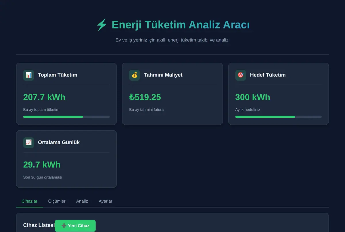 Enerji Tüketim Analiz Aracı ekran görüntüsü 2