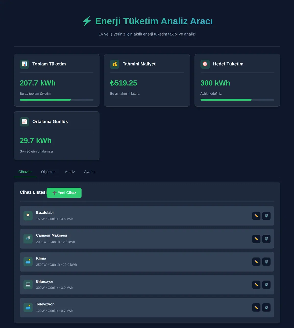 Enerji Tüketim Analiz Aracı ekran görüntüsü 3