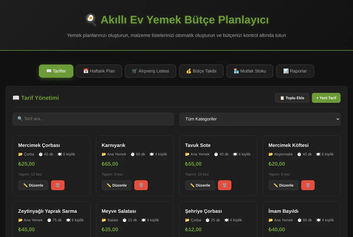 Akıllı Ev Yemek Bütçe Planlayıcı ekran görüntüsü 2