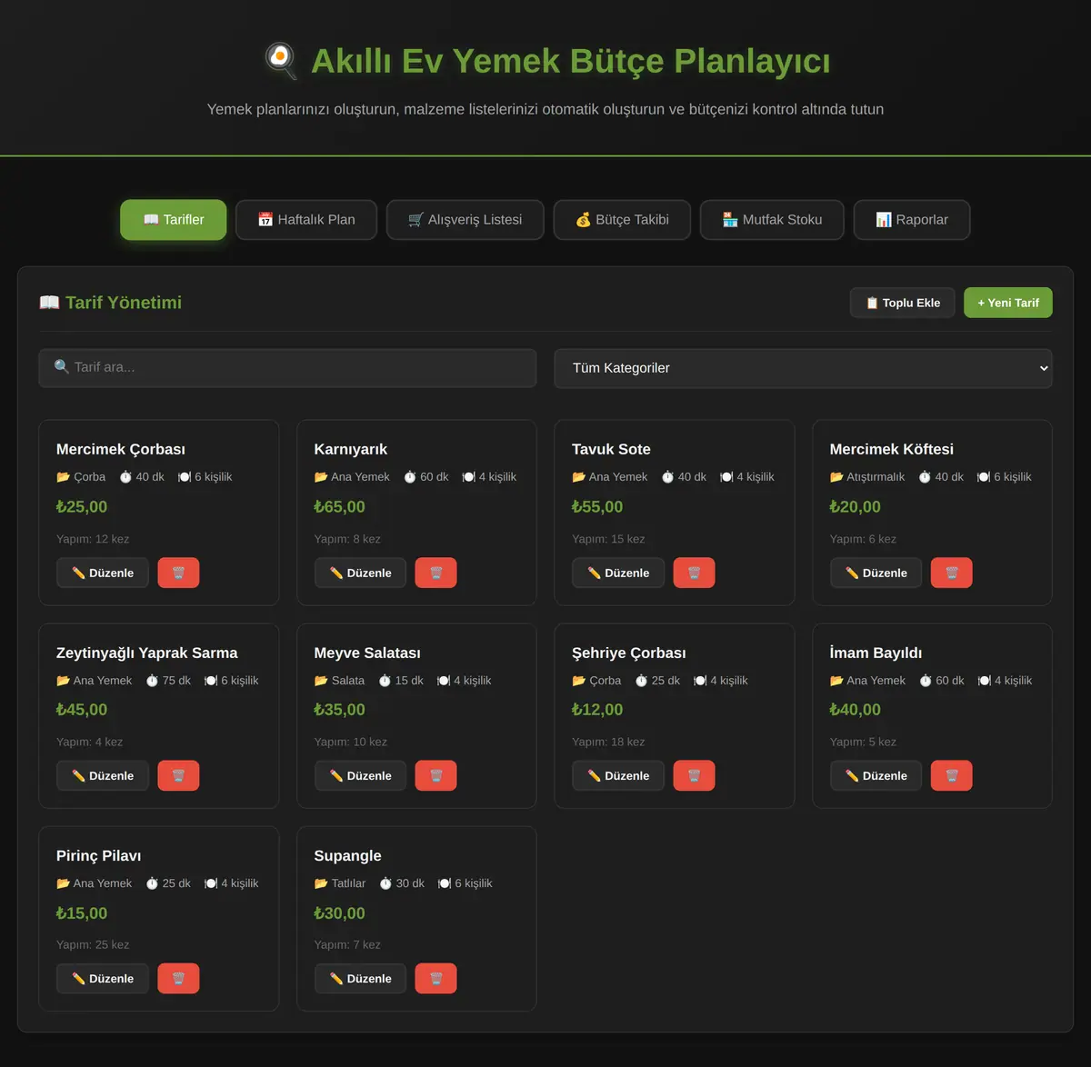 Akıllı Ev Yemek Bütçe Planlayıcı ekran görüntüsü 3