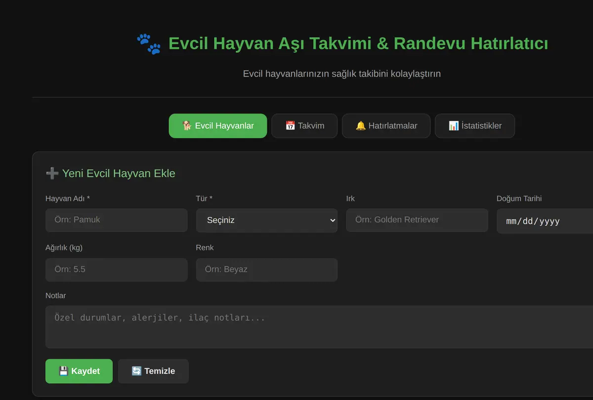 Evcil Hayvan Aşı Takvimi & Randevu Hatırlatıcı ekran görüntüsü