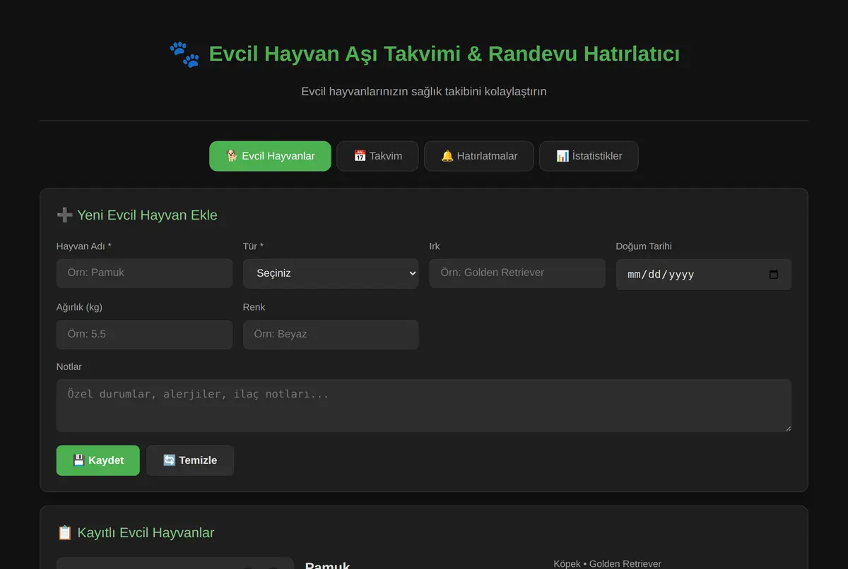 Evcil Hayvan Aşı Takvimi & Randevu Hatırlatıcı ekran görüntüsü 2