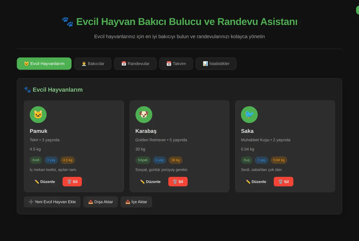 Evcil Hayvan Bakıcı Bulucu ve Randevu Asistanı ekran görüntüsü 3