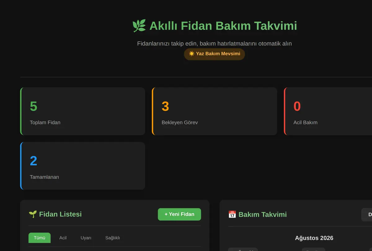 Akıllı Fidan Bakım Takvimi ve Sulama Hatırlatıcısı ekran görüntüsü