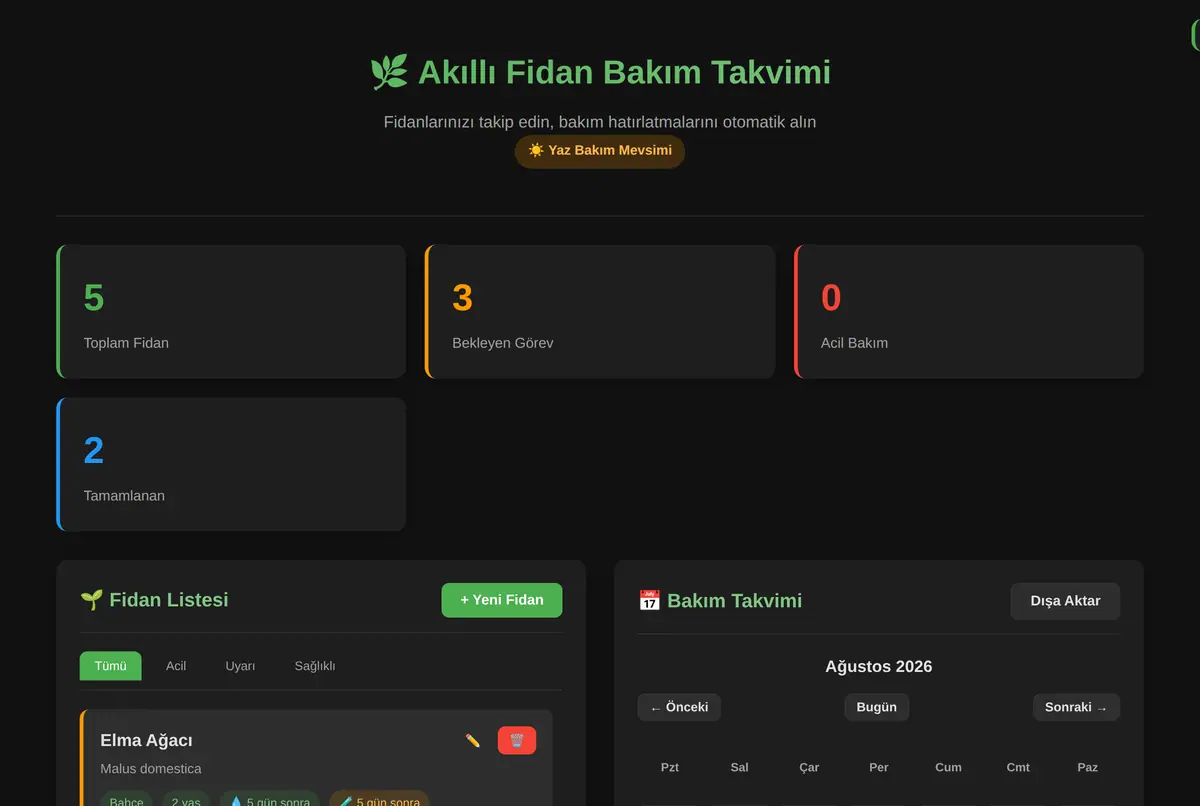 Akıllı Fidan Bakım Takvimi ve Sulama Hatırlatıcısı ekran görüntüsü 2