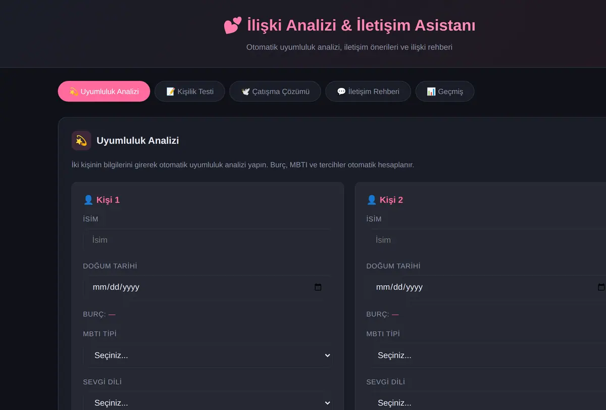 İlişki Analizi & İletişim Asistanı ekran görüntüsü