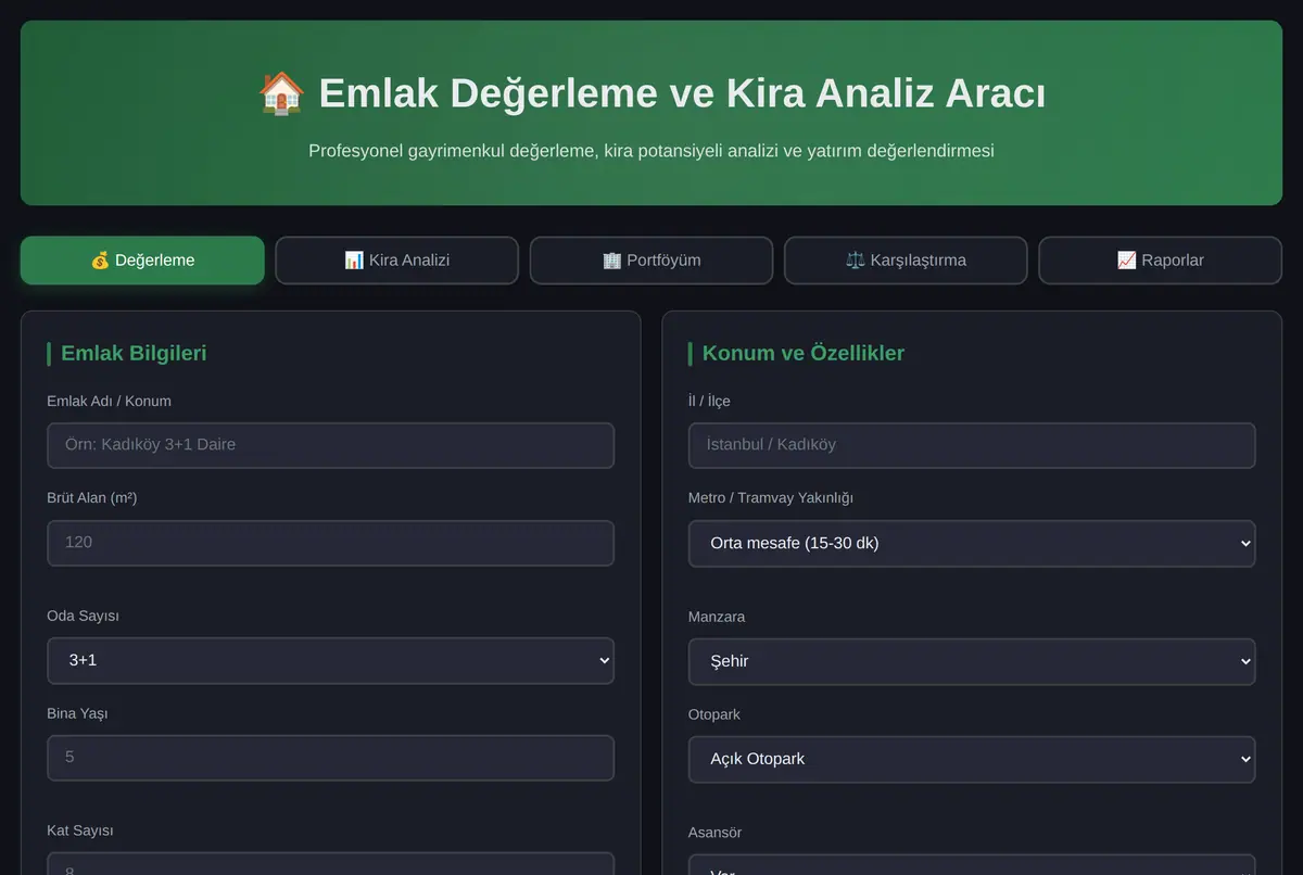 Emlak Değerleme ve Kira Analiz Aracı ekran görüntüsü 2