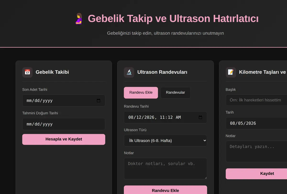 Gebelik Takip ve Ultrason Hatırlatıcı ekran görüntüsü