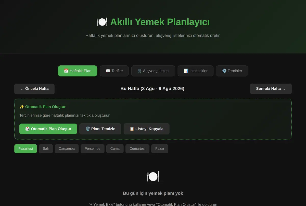 Akıllı Yemek Planlayıcı ve Alışveriş Listesi ekran görüntüsü 2