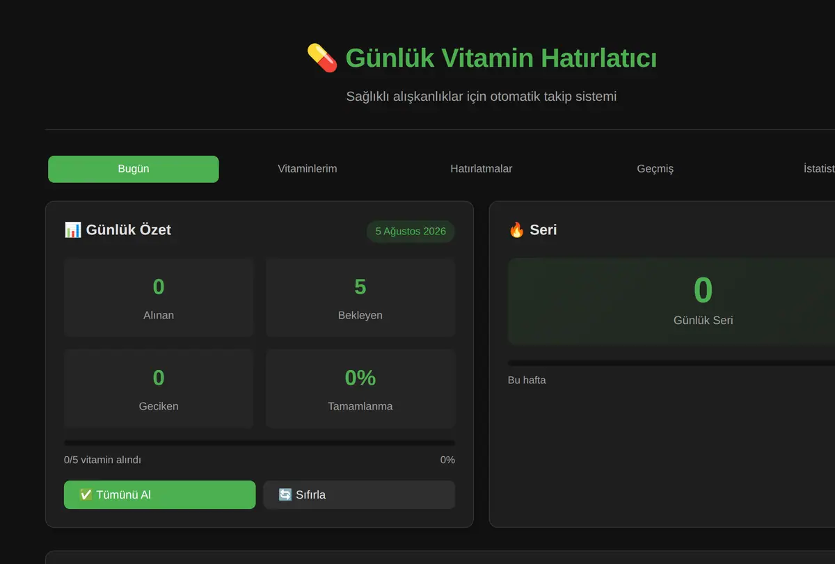 Günlük Vitamin Hatırlatıcı ve Doz Takipçisi ekran görüntüsü