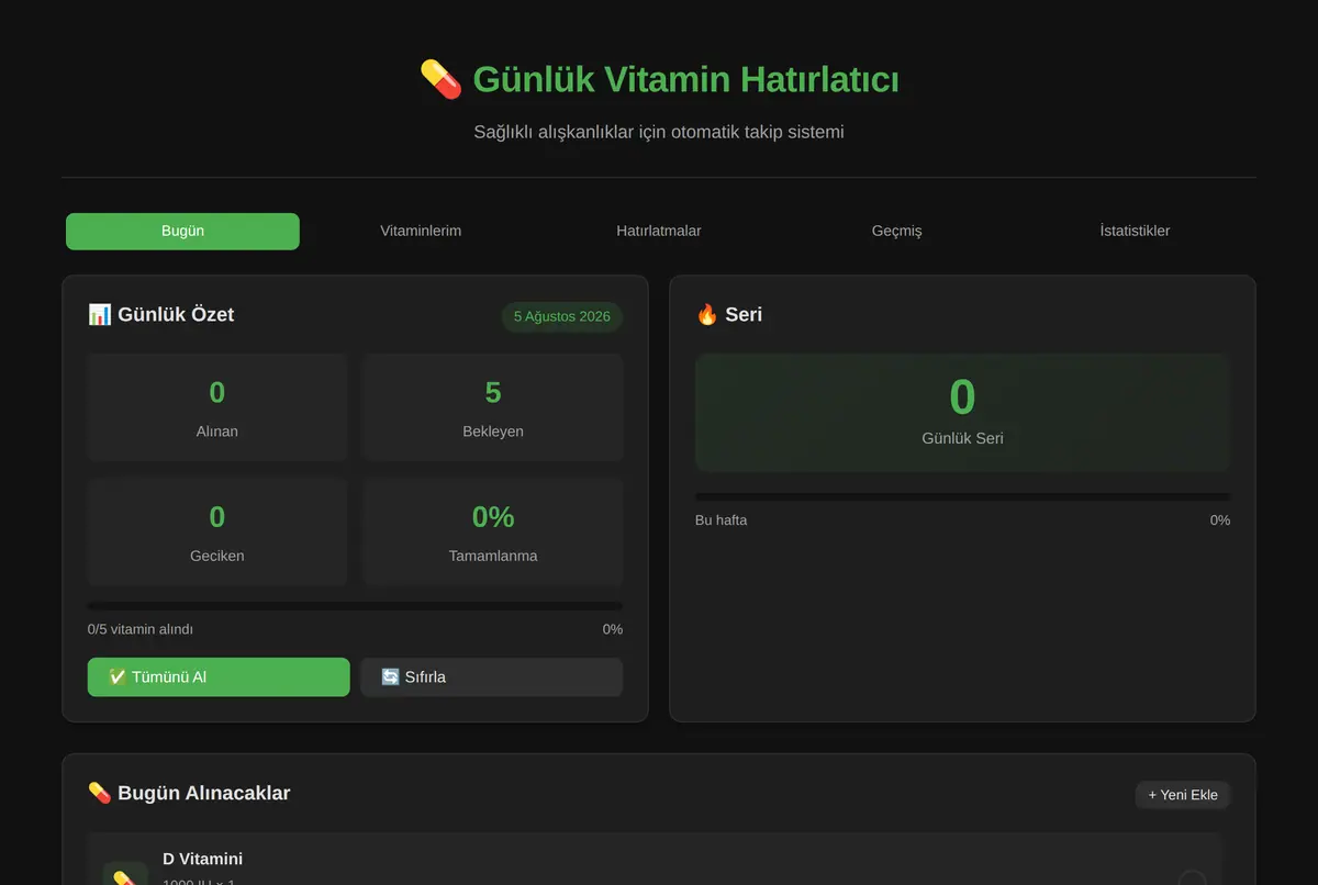 Günlük Vitamin Hatırlatıcı ve Doz Takipçisi ekran görüntüsü 2