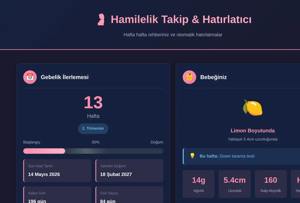 Hamilelik Takip & Hatırlatıcı - Hafta Hafta Rehber ekran görüntüsü