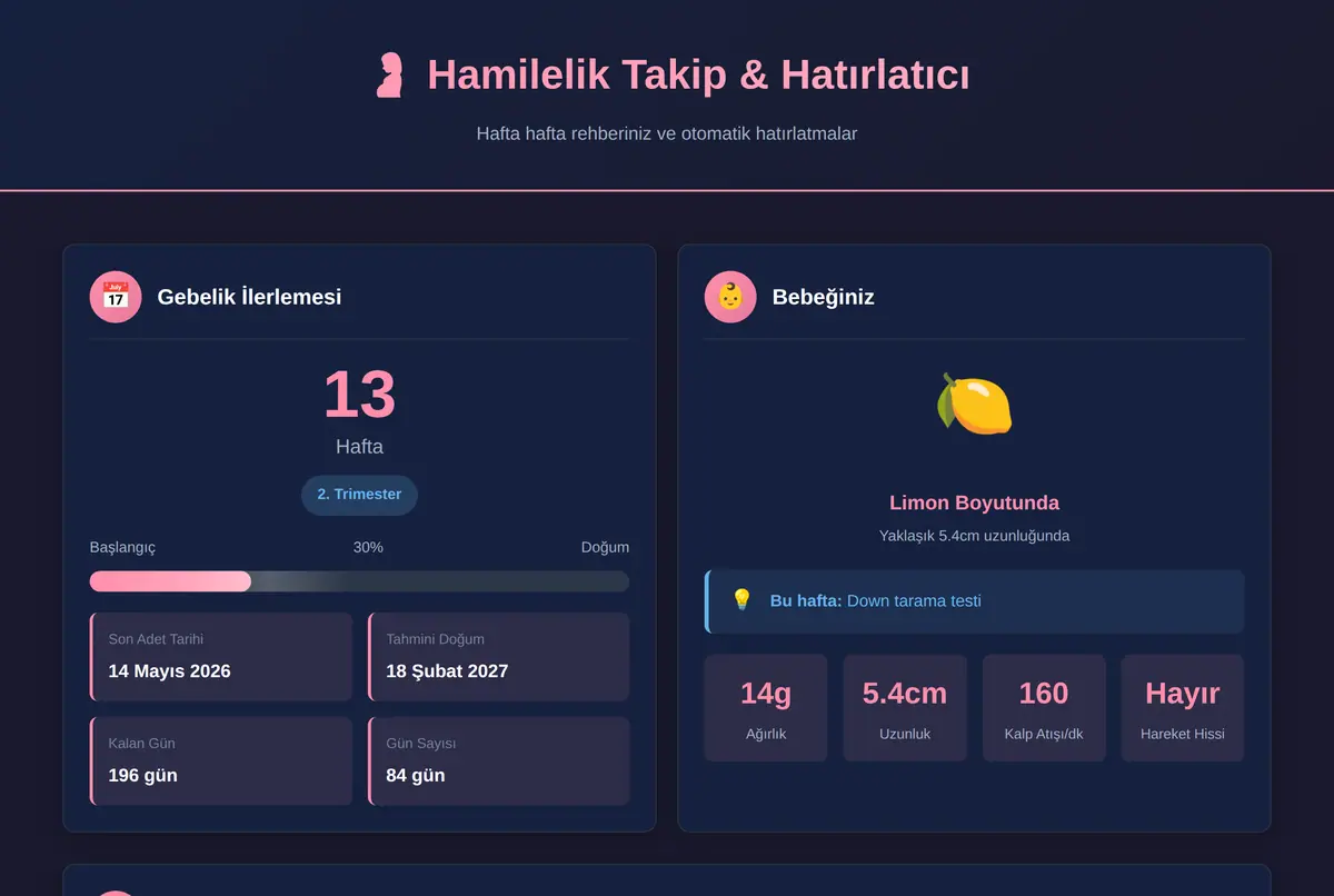 Hamilelik Takip & Hatırlatıcı - Hafta Hafta Rehber ekran görüntüsü 2