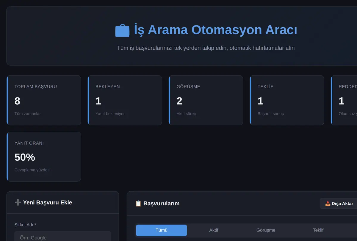 İş Arama Otomasyon Aracı ekran görüntüsü